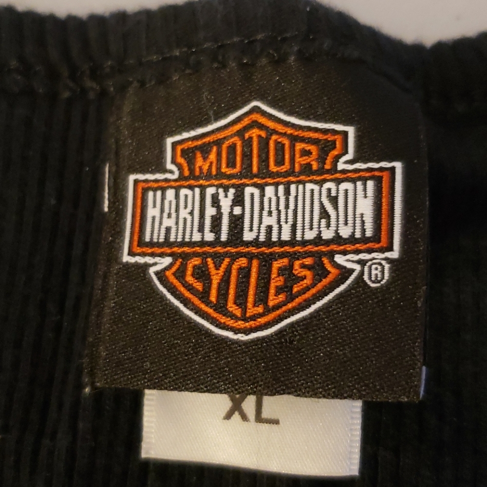 Harley-Davidson Black Ribbed Tank with Multicolor Rhinestone Script - Picture 2 of 5